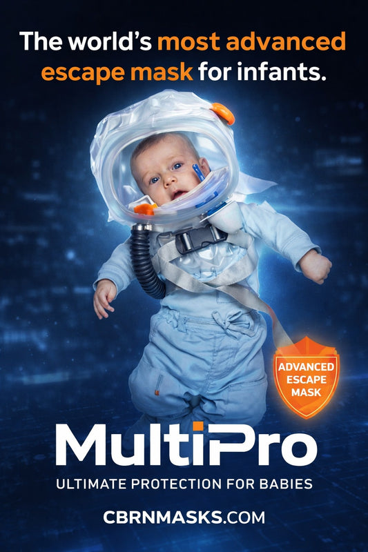 Multipro Baby CBRN Gas Mask Escape Respirator - NBC PAPR Hood for Infants and Toddlers Ages 0-3