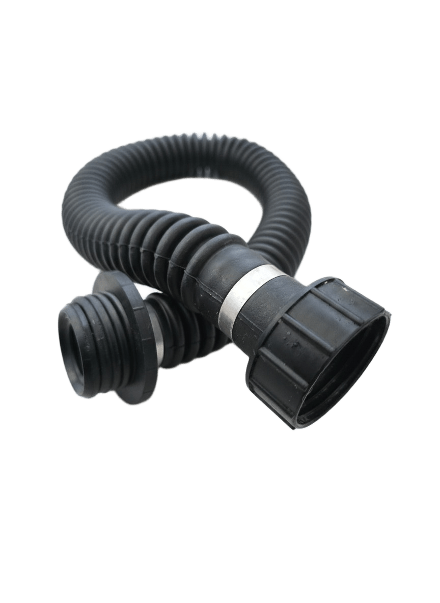 40mm NATO hose extension alternate angle - male and female connectors, compatible with Israeli CBRN gas masks and PAPR systems
