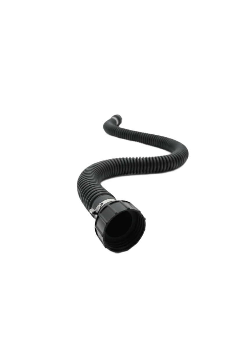 40mm NATO hose female connector end with full hose visible - flexible extension for Israeli CBRN gas masks and PAPR blowers
