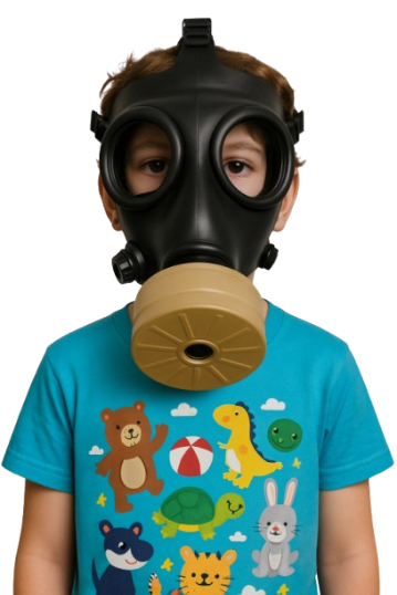 'High-Performance Gas Mask with Filter and Drinking Tube for kids ages 8-14