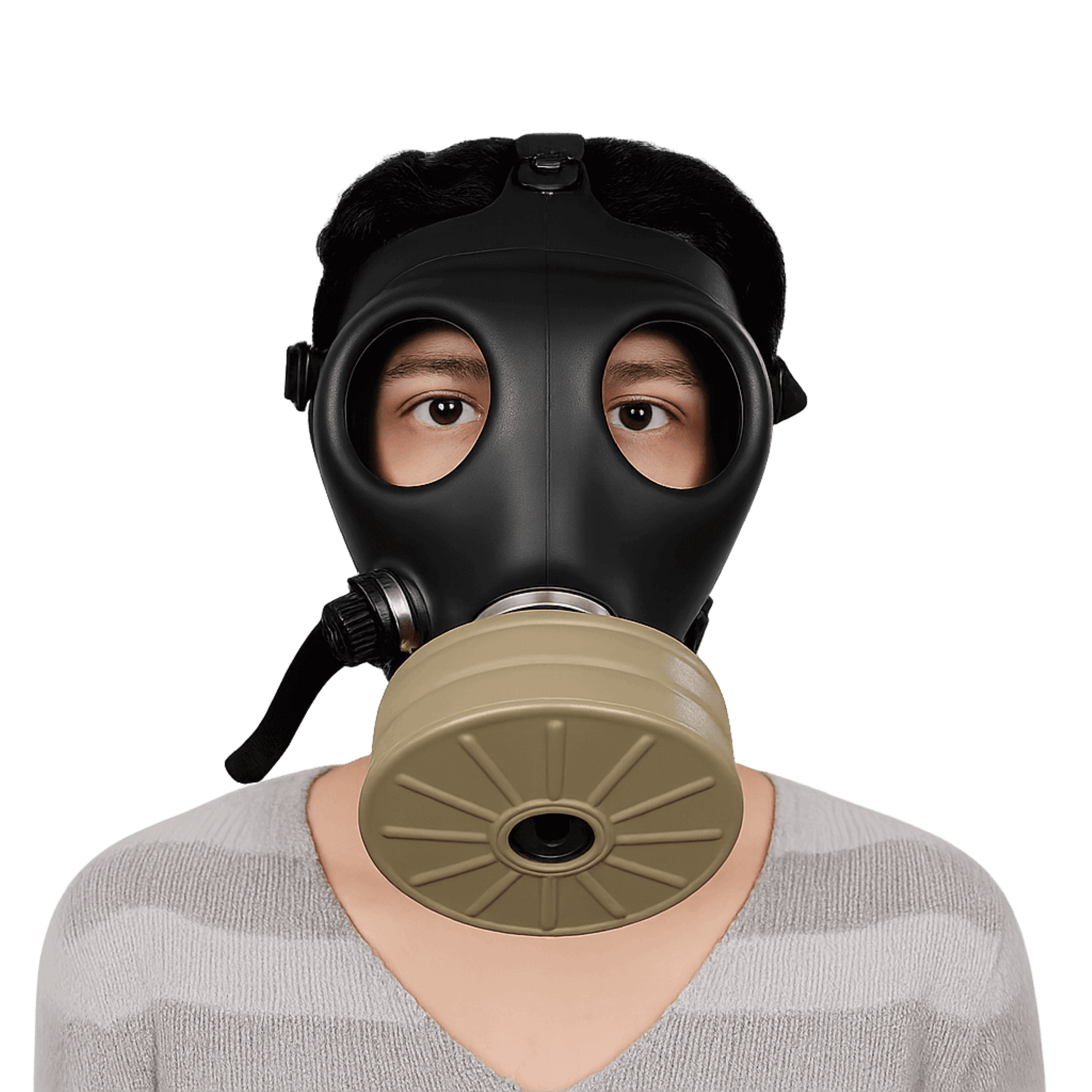 Full face gas mask with filter and hydration system 