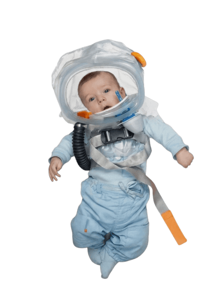 Baby CBRN PAPR escape hood respirator with air hose and carry harness - infant NBC protection