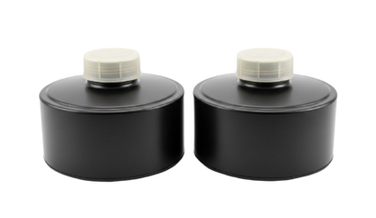 Israeli Civil Defense 40 mm NATO NBC filter 2-pack side view - easy breathing, factory-sealed, CBRN-rated