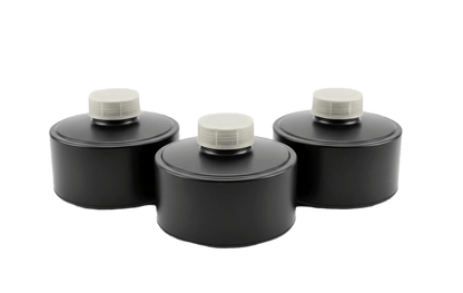 Israeli Civil Defense 40 mm NATO NBC filter 3-pack side view - easy breathing, lightweight polymer, factory-sealed