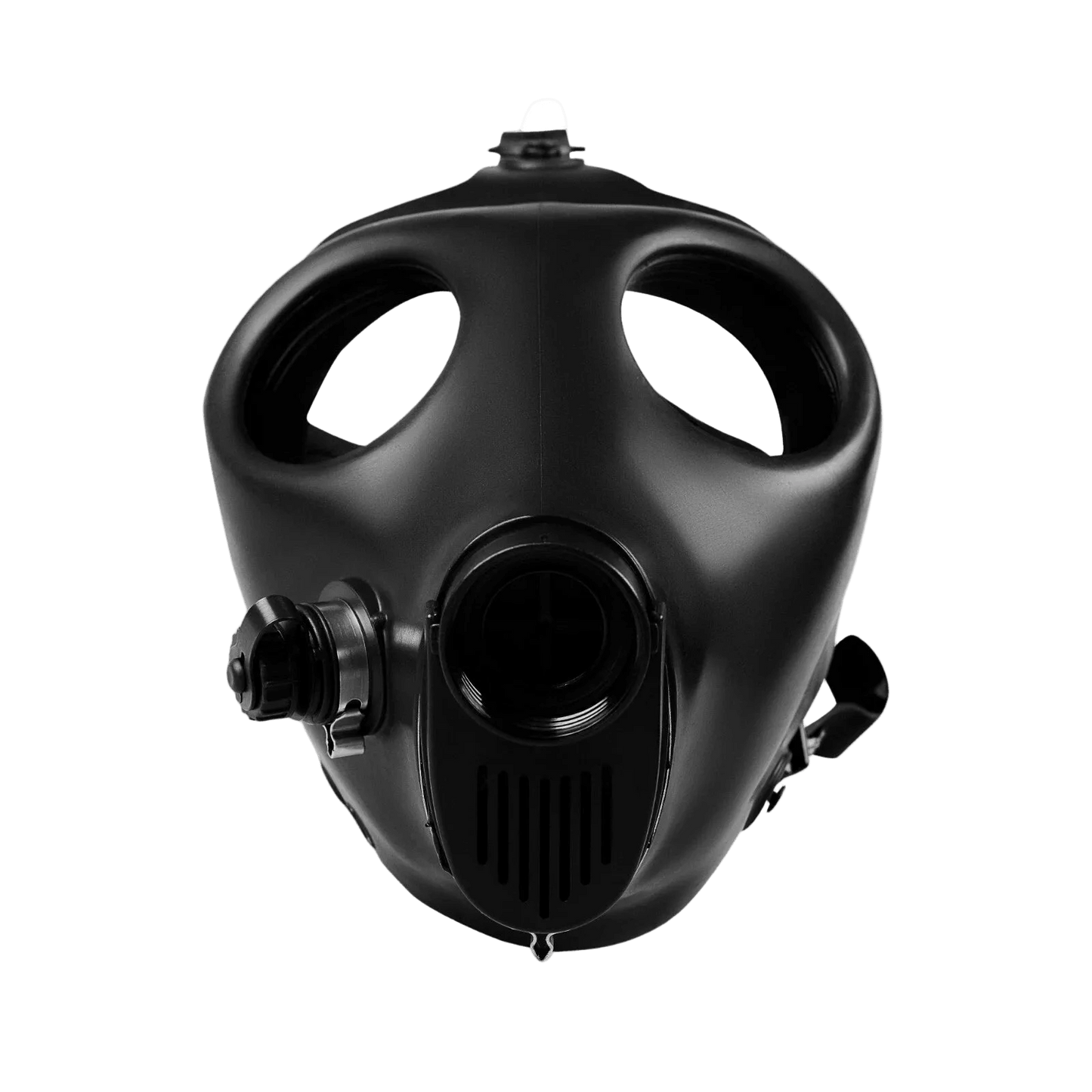 Israeli gas mask front view no filter - second angle showing rubber chin and visor detail - costume use