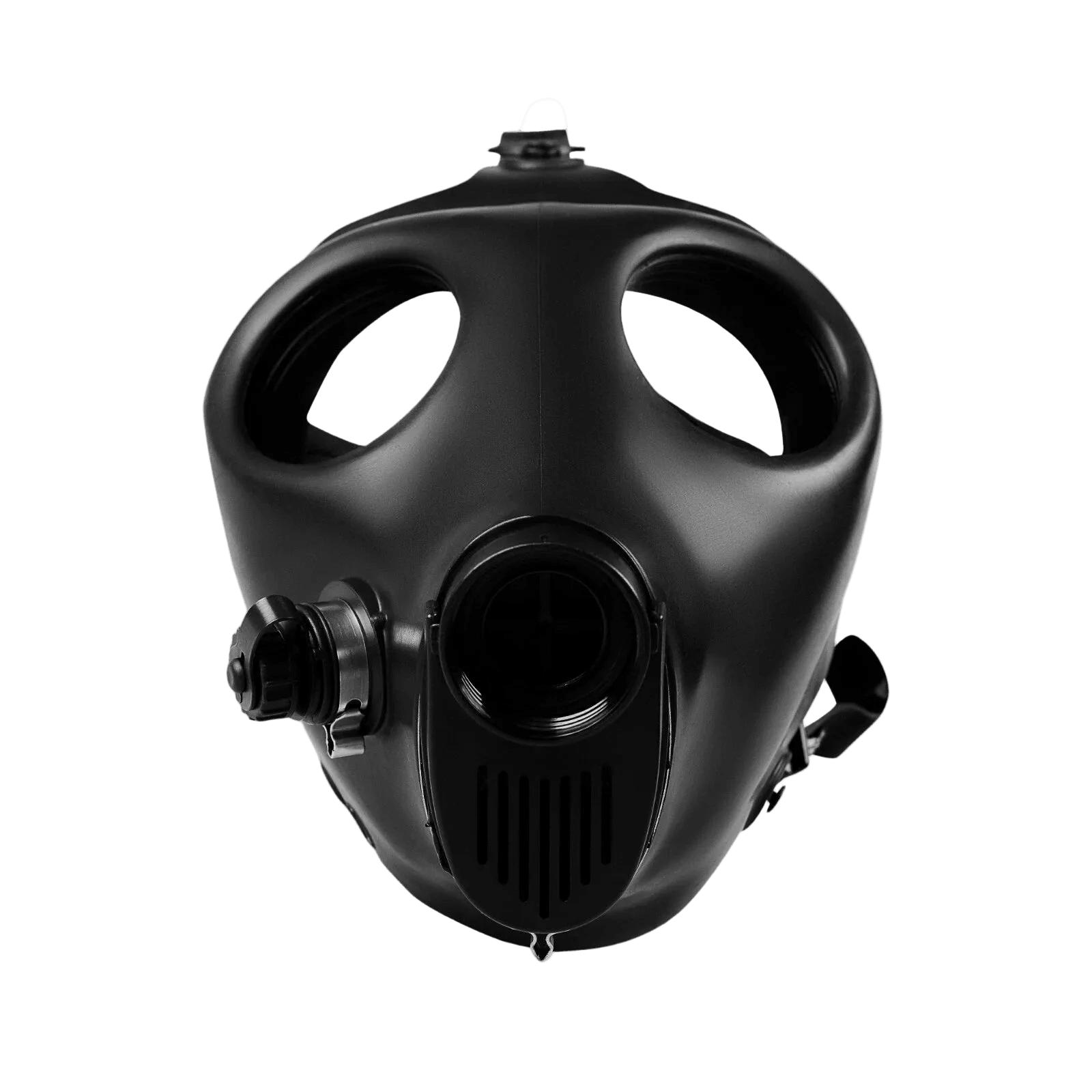 Israeli gas mask front view no filter - second angle showing rubber chin and visor detail - costume use