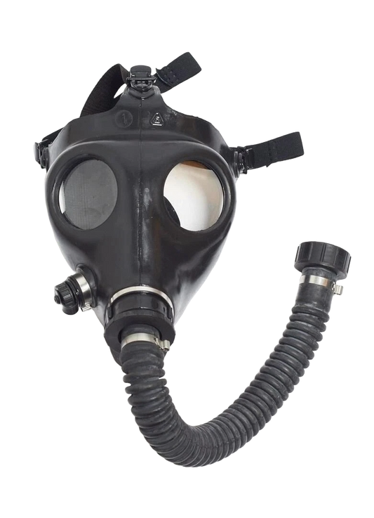 Israeli Rubber Gas Mask w/ Flexible Latex Hose Fetish BDSM Latex