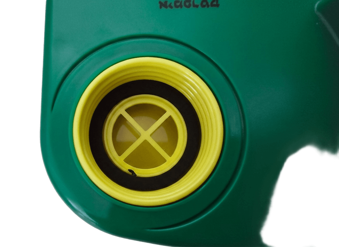 ONYX 45 PAPR blower 40mm NATO hose connection port close-up - thread where hose connects to powered air supply
