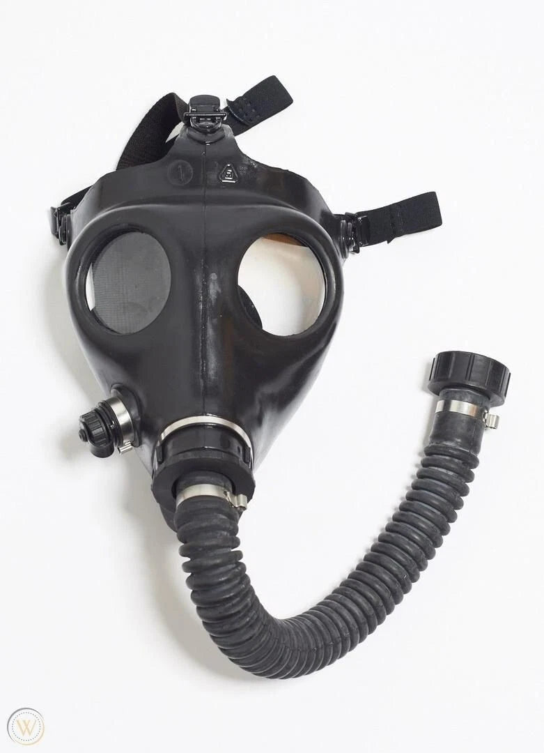 Israeli Rubber Gas Mask w/ Flexible Latex Hose | Breathplay Fetish BDSM Latex