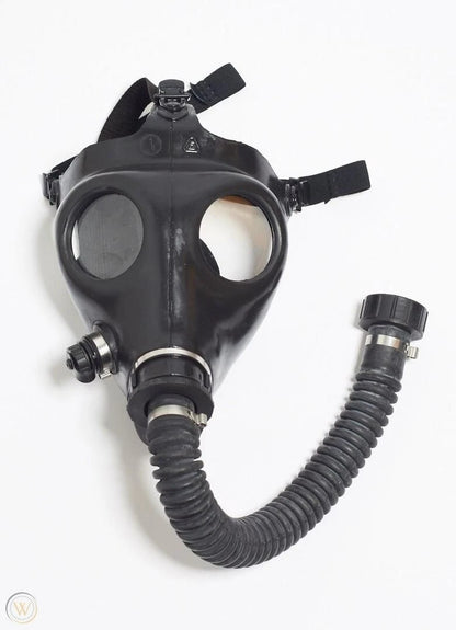 Israeli Rubber Gas Mask w/ Flexible Latex Hose | Breathplay Fetish BDSM Latex